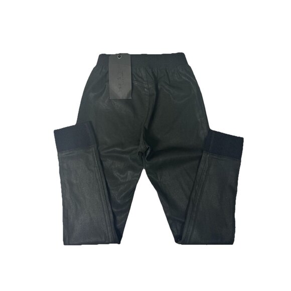 rag & bone Faux Leather Coated Leggings Stretch Ribbed Hem Cuffs Black S NWT - Picture 4 of 9